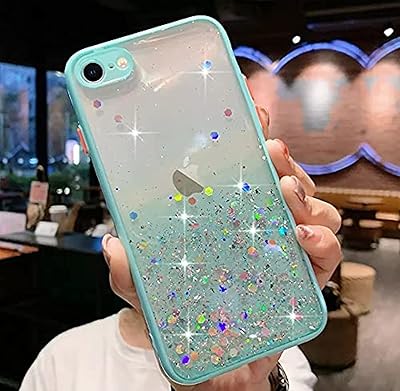 Une coque de téléphone portable transparente décorée de paillettes brillantes et dégradées