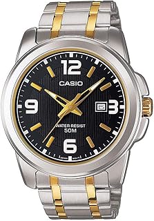Montre casio pour homme avec cadran noir et bracelet en métal, modèle mtp-1314sg-1avdf