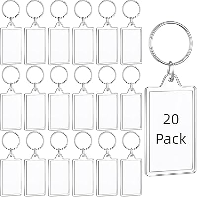 Wawasia 20 pièces rectangle clair acrylique porte-clés blanc photo insérer porte-clés bricolage cadre