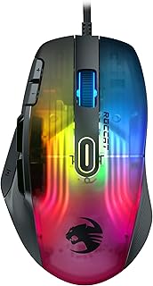 Souris de jeu éclairée rockat 3d avec capteur optique 19k dpi, roue