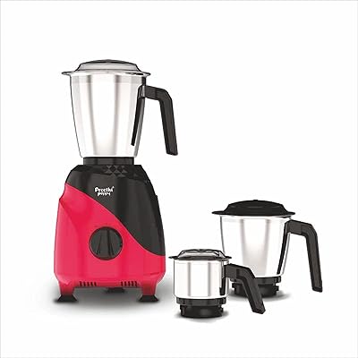 Broyeur mélangeur preethi baby mg-245, 750 watts, noir et rouge, 3 pots, moteur