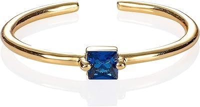 Bague en or élégante pour femme avec pierre de couleur unie, bague ouverte