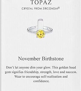 Philip jones november (topaz) bague réglable sur une carte de citation en cristal autrichien. Diaytar : Des offres irrésistibles chaque jour