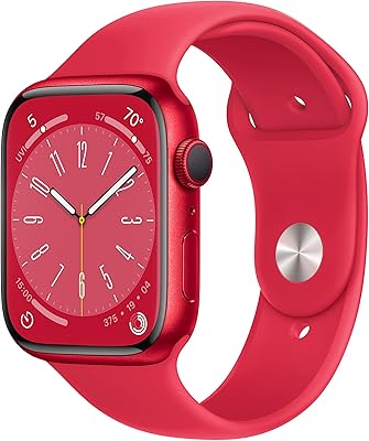 Apple watch series 8 (gps, 45 mm) boîtier en aluminium rouge et bracelet