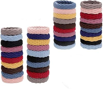 Hongming 40pcs élastiques à cheveux sans frisottis pour cheveux épais, élastiques en coton