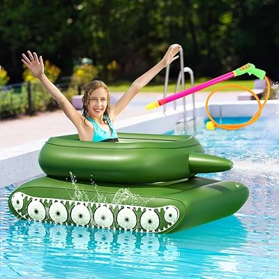 Flotteur de réservoir gonflable skihd, flotteur de piscine avec pistolet à eau, flotteur