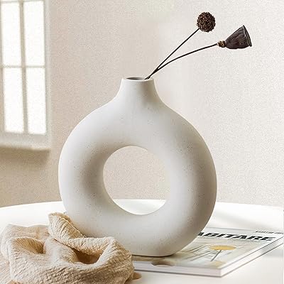 Vase en céramique blanche beau jour décoration d'intérieur moderne vases à fleurs