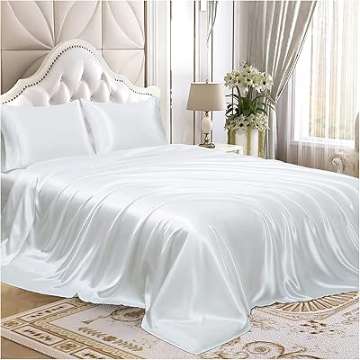 Draps de lit en soie sigurous + taie d'oreiller en soie, beauté