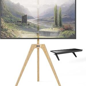 Trépied de meuble tv putorsen en bois massif pour téléviseur universel de 45 à 65 pouces, support de montage au sol réglable en hauteur avec pivot à 90 degrés et étagère multimédia pour téléviseur, charge maximale de 88 lb, couleur blanc et hêtre. Le meilleur du e-commerce discount réuni sur Diaytar