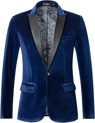 Blazer coupe slim en velours uni pour homme