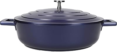 Cocotte légère en fonte d'aluminium masterclass avec couvercle mcmscrd28blu - bleu métallique