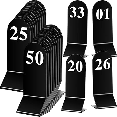 Remery 50 pièces numéros de table 1-50 cartes numériques double face en acrylique