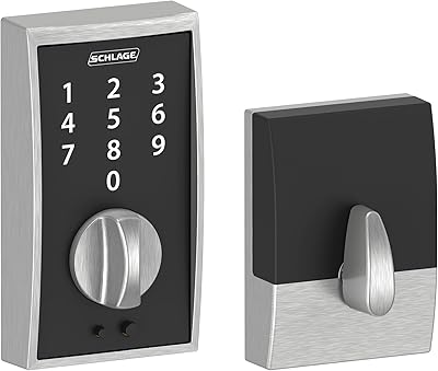 Serrure à pêne dormant électronique tactile sans clé schlaig be375 cen 626, chrome