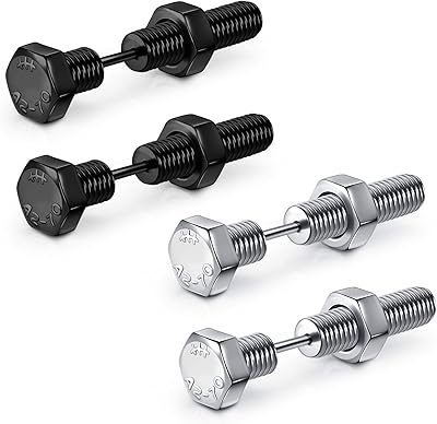 2 paires de boucles d'oreilles à puces en acier inoxydable 16g en argent