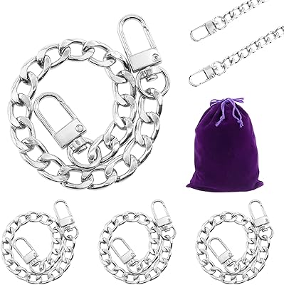 Swpeet 4 pièces longueur de la sangle en chaîne noir brillant sac à