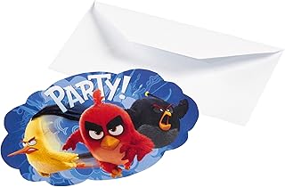 Cartes d'invitation au film amscan angry birds - multicolores, (8 pièces), 9900935