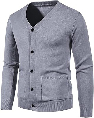 Cardigan en coton deux pièces pour hommes, pull décontracté, coupe ajustée, col