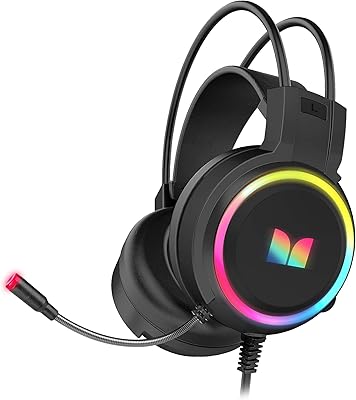 Casque de jeu supra-auriculaire monster avec isolation phonique et effets d'éclairage led