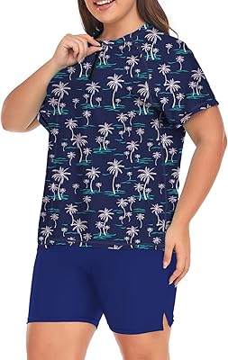 Maillot de bain 2 pièces pour femmes short à manches courtes