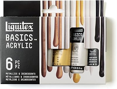 Ensemble de peinture acrylique liquitex, 6 tubes, 22 ml, métallisé et irisé