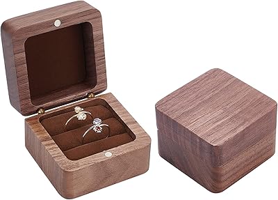 Boîte à bagues en bois, porte-bague de fiançailles, boîte à alliances carrée
