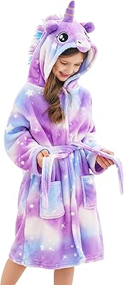 Peignoir à capuche doux à pois licorne - cadeaux licorne pour filles
