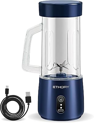 Mini mixeur portable ethory presse-agrumes sans fil avec 6 lames de jus