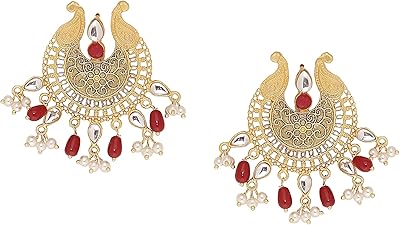 Petites boucles d'oreilles en forme de shusha chandbali pour femmes et filles, pierre