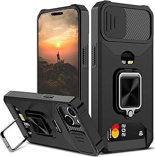 Coque pour iphone 14 plus avec porte-cartes et couvercle d'appareil photo