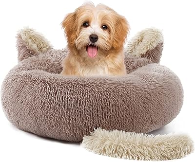 Lit rond en peluche pour chien en forme de beignet, lit pour chat
