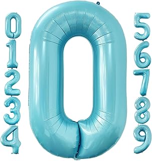 Lovoir 40 pouces bleu clair chiffre 0 ballon grande taille jumbo chiffres mylar