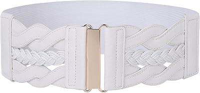 Ceinture large élastique style années 1950 pour femme, or, argent