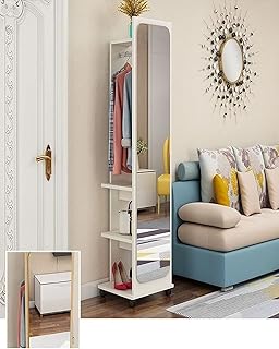 Miroir pleine longueur mobile multifonctionnel cotis pour chambre à coucher avec organisateur