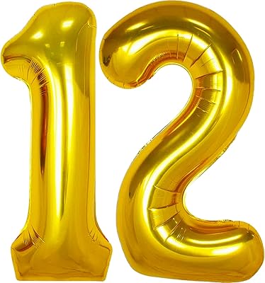 Ballon numéro 12 doré pour 12e anniversaire – grand 40 pouces |