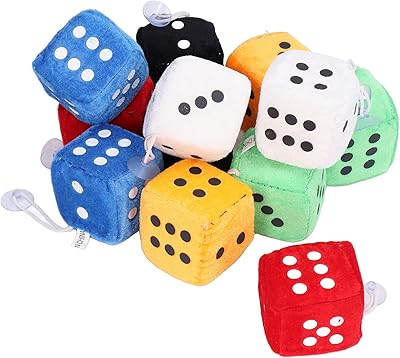 Dés moelleux suspendus pour miroir de voiture, ensemble de 12 dés en peluche douce multicolores, dés en velours moelleux avec des points, dés de miroir de voiture, accessoires de voiture pour la décoration de voiture. Redéfinissez vos attentes shopping avec Diaytar