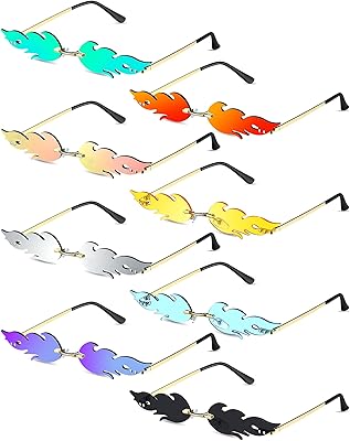8 paires de lunettes de soleil sans monture en forme de flamme