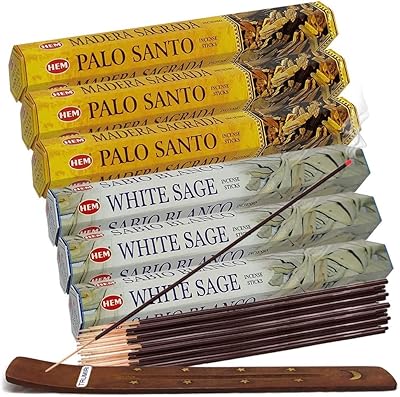 Bâtons d'encens à la sauge blanche et bâtons d'encens palo santo avec porte-encens