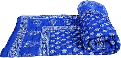 Couette simple en coton imprimé asthani bleu namaste india par razai dohar ac