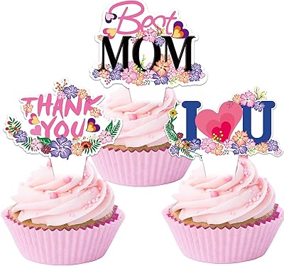 Kkbis 30 pièces de décorations de cupcakes happy mother day best mom