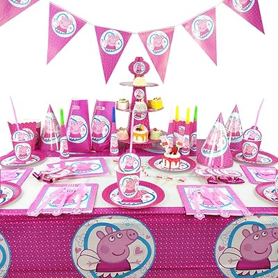 Vaisselle jetable peppa pig bringigs (136 pièces) - ensemble de 16 pièces