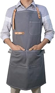 Tablier de travail multi-usage en cuir et tissu avec poches, tablier de travail