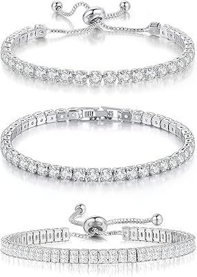 3 pièces bracelets de tennis pour femmes plaqué or 14k