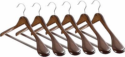 Cintre en bois à larges épaules de haute qualité avec barre