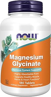 Now supplements, glycinate de magnésium 100 mg, forme hautement absorbable, 180 comprimés