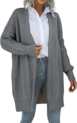 Lucy femmes pull automne hiver long pull en laine couleur unie torsion épais lâche pull tricoté femmes (couleur: gris). Diaytar : Votre source de bonnes affaires en ligne