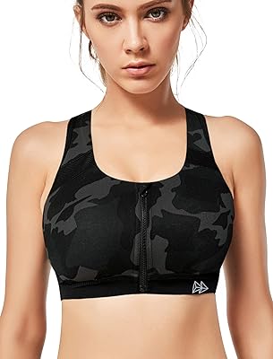 Soutien-gorge de sport pour femme avec maintien élevé et fermeture éclair
