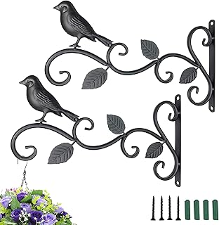 2 supports de plantes muraux en fer de 11,8 pouces pour paniers