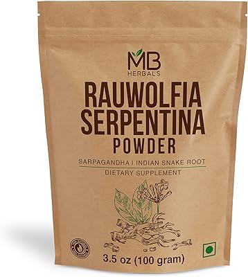 Mb herbals rauwolfia serpentina poudre 100g | sarpagandha/rauwolfia serpentina root powder 100g |