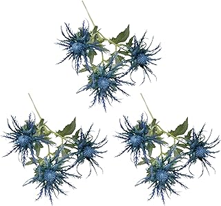Misnode plantes d'éryngium artificielles, bouquet de fleurs de chardon bleu artificiel, faux eryngium