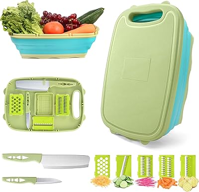 Hi ninger planche à découper de camping pliable en plastique avec passoire, planche